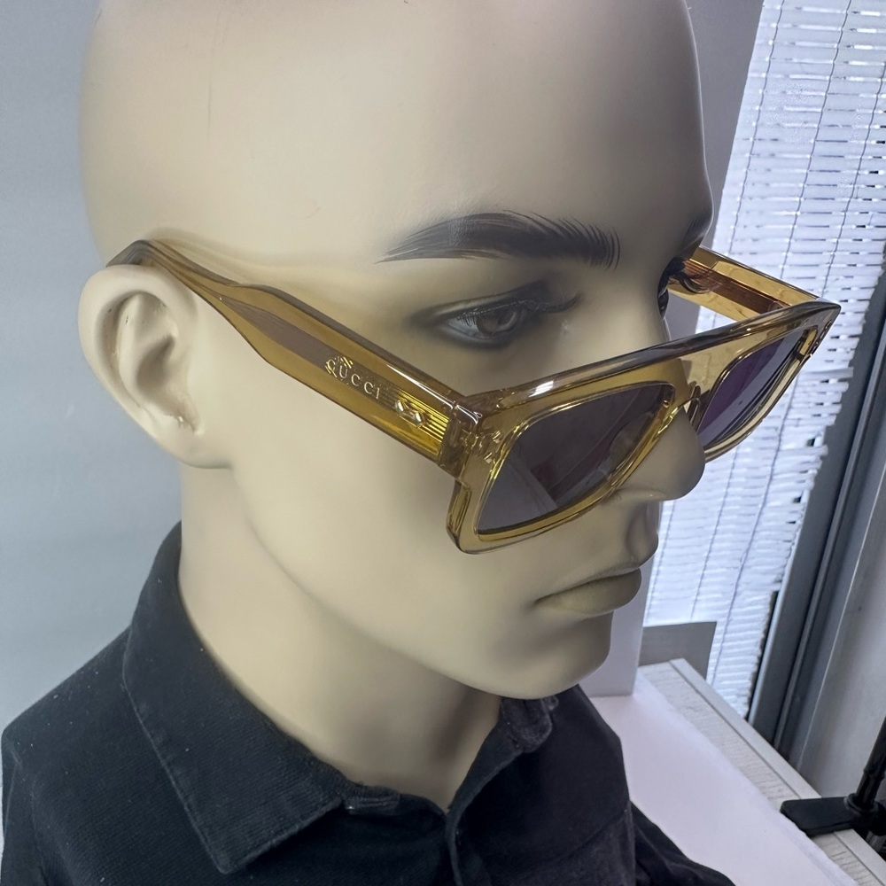 💯- New Authentic GUCCI GG1085S Trendy Sunglasses – Vibrant Yellow and Grey - Picture 6 of 14